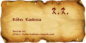 Kóhn Kadosa névjegykártya